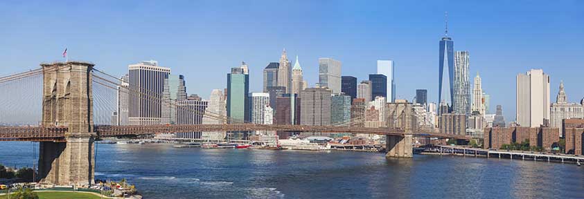 Brooklyn Bridge and Downtown Skyline in New York