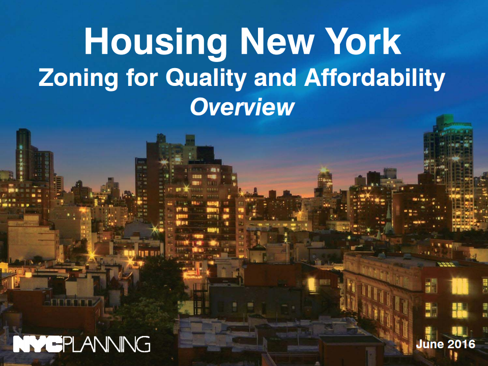 Housing New York: Zoning for Quality and Affordability ZQA Zoning Overview