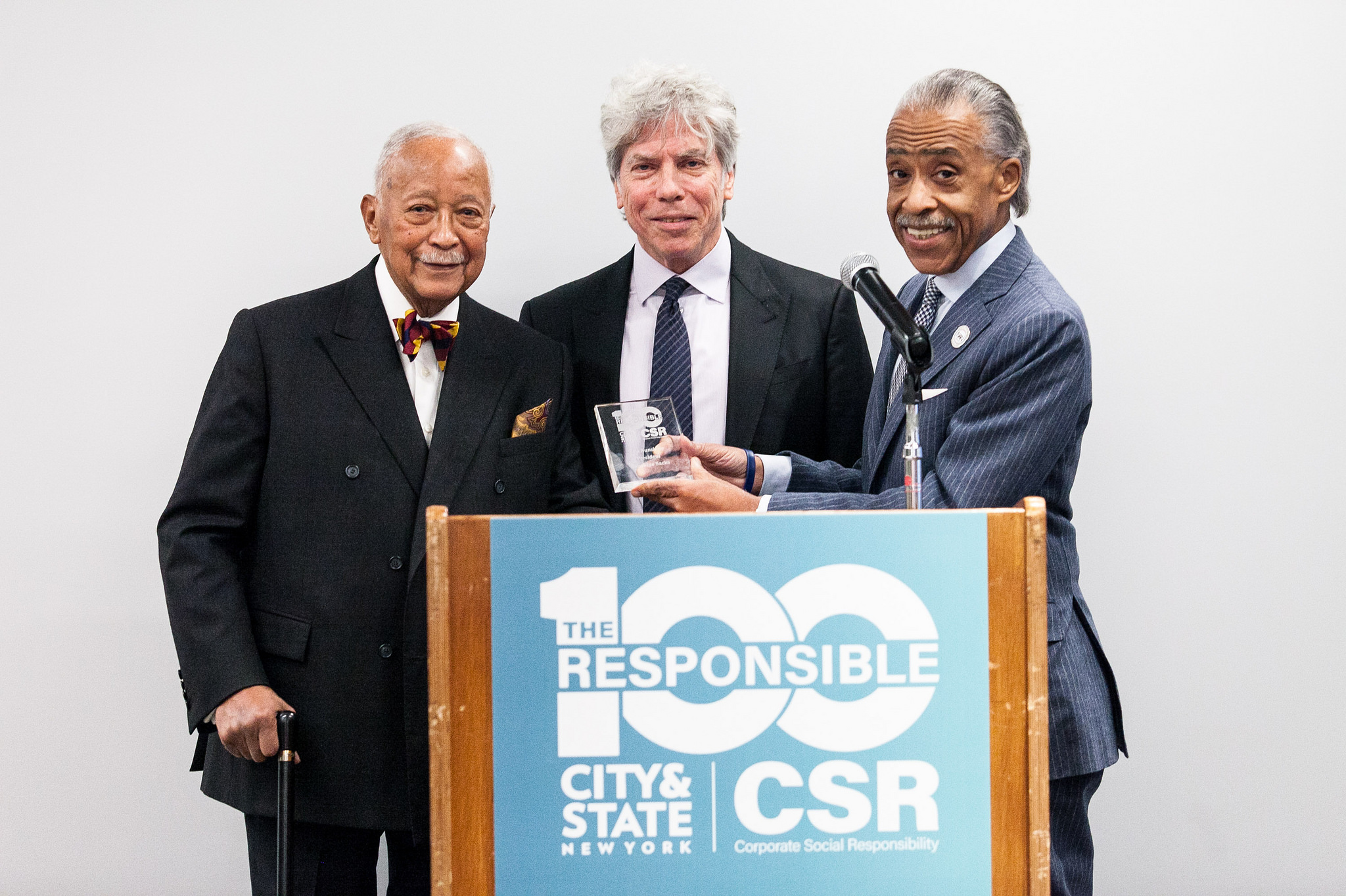 Former NYC Mayor David Dinkins, Ken Sunshine and Al Sharpton at City&State's Responsible 100 event for Corporate Social Responsibility