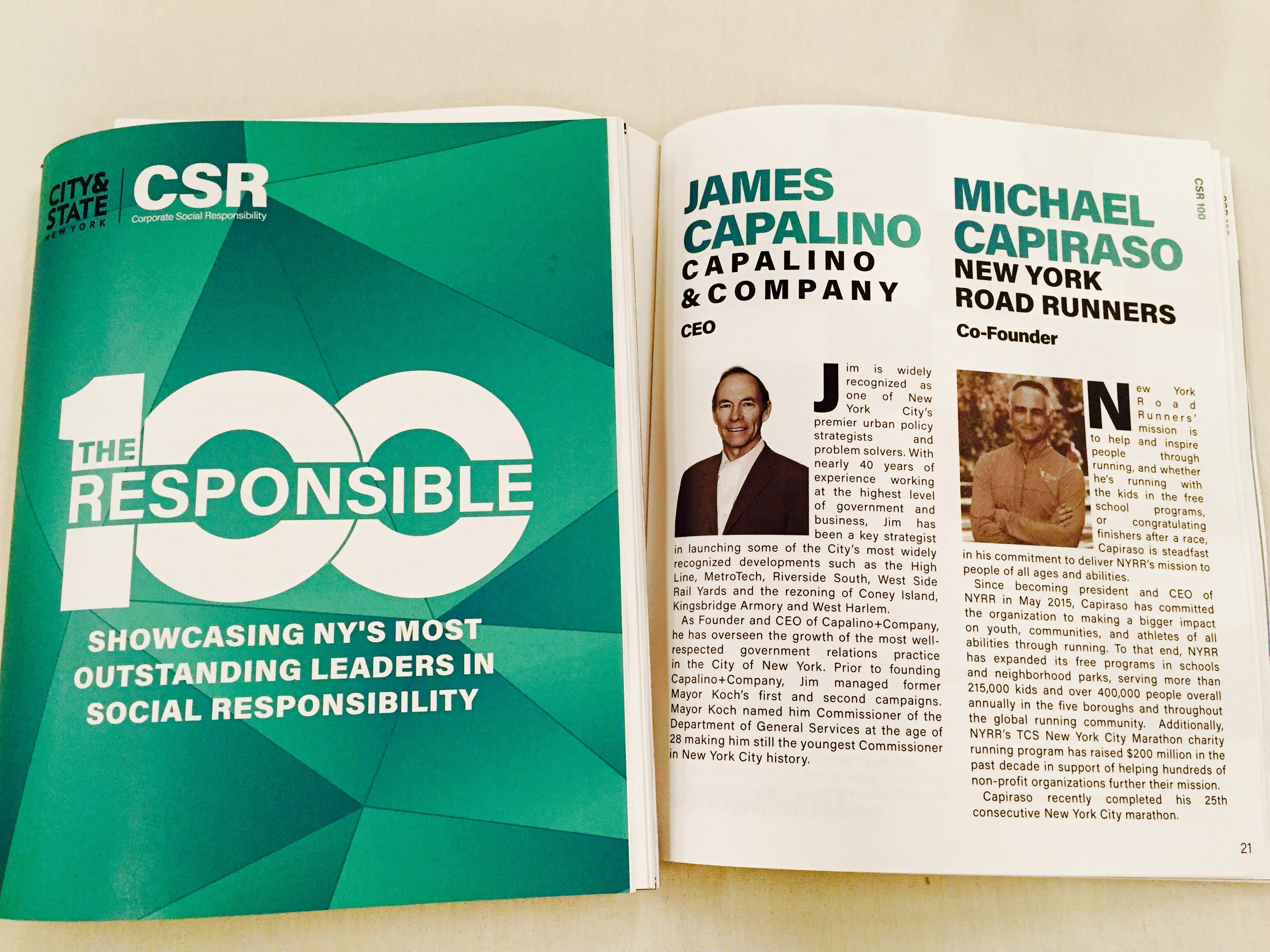 Jim Capalino honored at City&State Responsible 100 awards for corporate social responsibility csr 