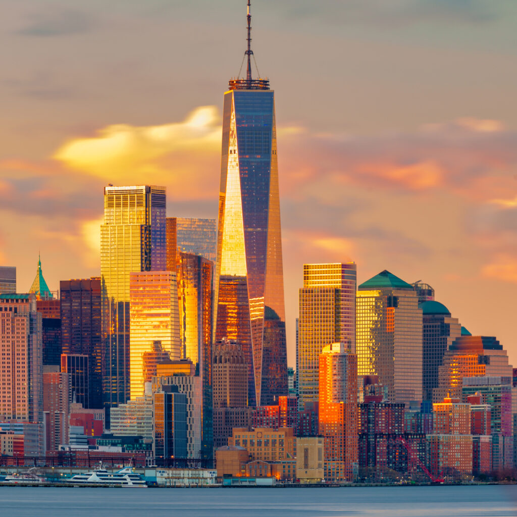 Downtown Manhattan skyline at dawn